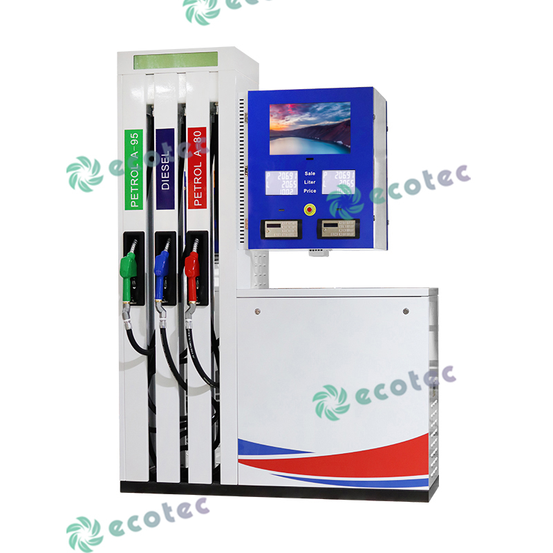 F Model Fuel Dispenser တွင် Pump ခြောက် Nozzle သုံးခုပါရှိသည်။