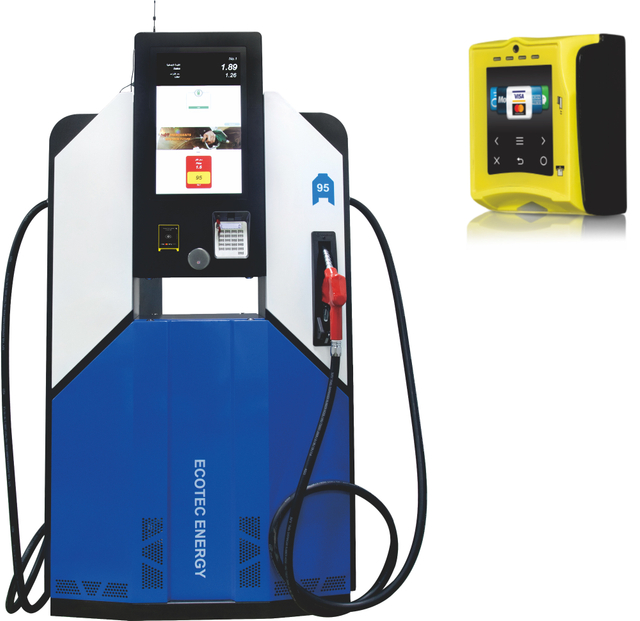 Ecotec 2 spuitpunte brandstofdispenser met Nayax Pos-betalingstelsel vir bankkaart