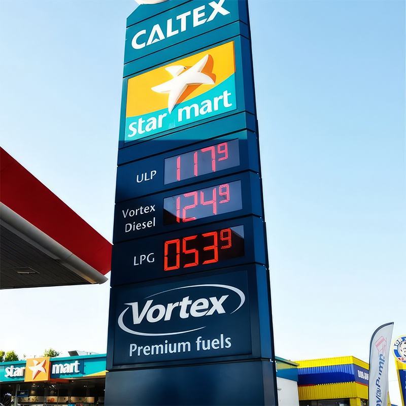 12 tommer LED Gas Prisskilt Udend&oslash;rs Tr&aring;dl&oslash;s LED Display