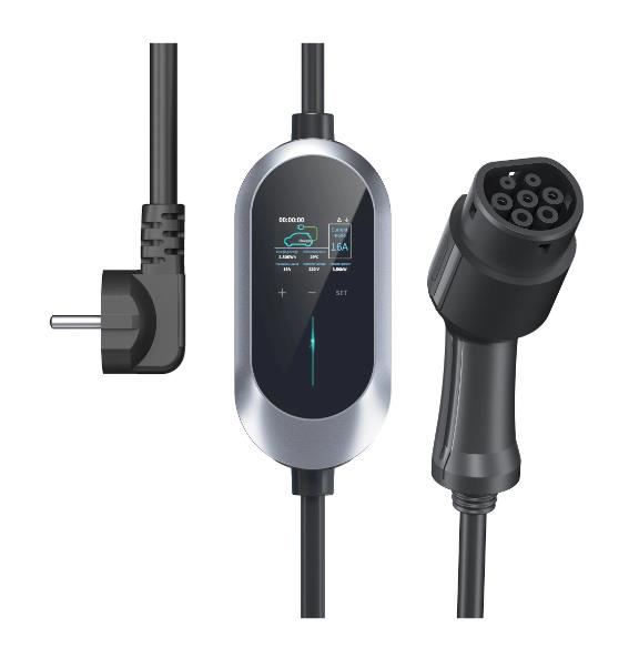 Ecotec EV အားသွင်းစခန်း 8A-32A ချိန်ညှိနိုင်သော EV အားသွင်းကိရိယာ အမျိုးအစား 1 ကေဘယ်ကြိုး 7.4 မီတာ လျှပ်စစ်ယာဉ်အားသွင်းကိရိယာ