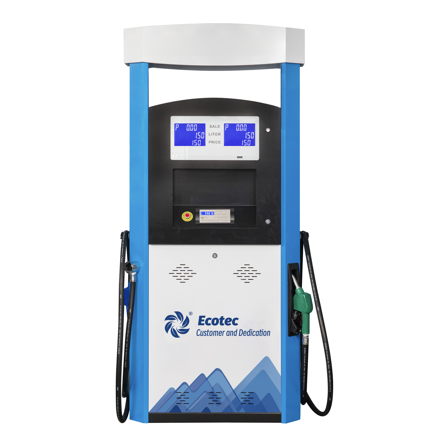 ตู้จ่ายน้ำมัน Ecotec 2 หัวฉีด ตู้จ่ายน้ำมันแบบกำหนดเองทำงานร่วมกับระบบ Fuelplus